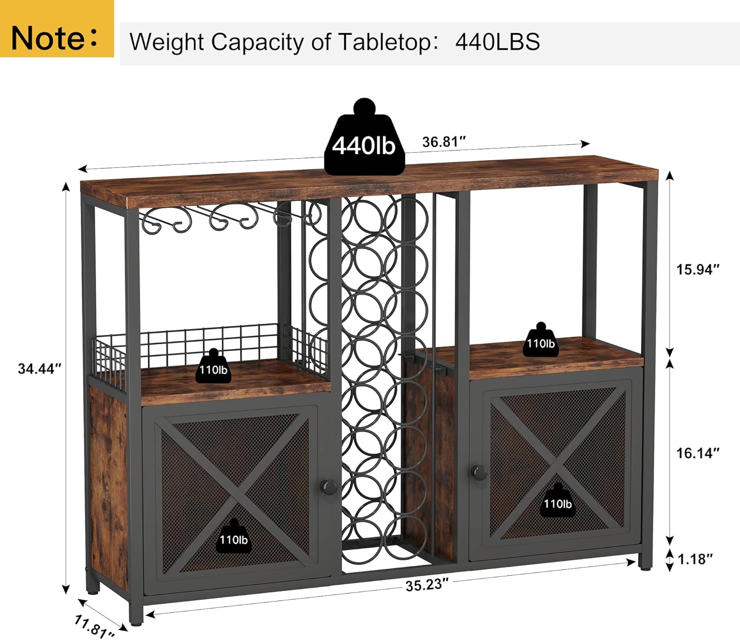 Homeiju Mini Bares para el Hogar, Gabinete de Bar de Café de Madera, Gabinete Moderno de Licores para Licores y Copas, Gabinete de Vino Buffet Estilo Granja con Aparador de Almacenamiento para Hogar