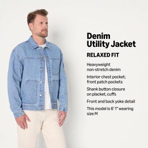 Amazon Essentials Men's Rigid Denim Relaxed-Fit Utility Jacket with Pockets