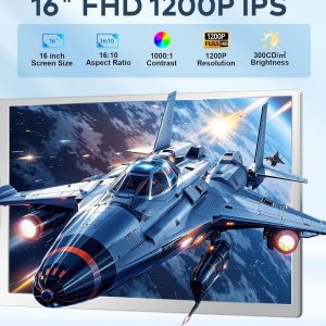 16" Laptop Screen Extender Monitor Portable, Quad Monitor, Just 1 Cable for 3 Screens, FHD 1200P IPS Laptop Extender Compatible with Wins/Mac for 13.6" - 18.5" Laptops