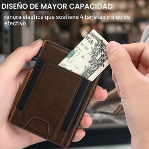 SEMORID Cartera para hombre con tarjetero delgado desplegable para 9-13 tarjetas, billetera inteligente minimalista plegable con bloqueo RFID, tarjetero con ventana de identificación y ranura para