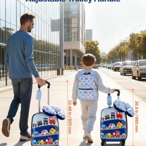 VEVOR Juego de equipaje para niños, 5 piezas, maleta con ruedas rígidas de 18 pulgadas con mochila y almohada en forma de U, juego de equipaje de mano para niños, regalo de cumpleaños de vacaciones para niñas y niños, aprobado por aerolíneas