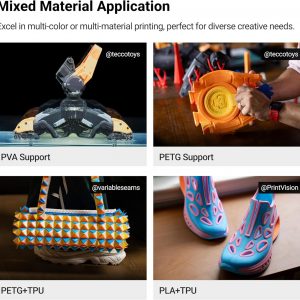 Snapmaker Impresora 3D U1 multicolor, 4 cabezales de herramientas con cambio de herramienta de 5 segundos, impresión multicolor con 5 veces más velocidad y 5 veces menos residuos, calibración