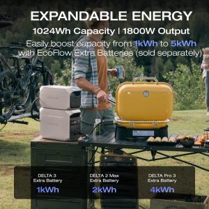EF ECOFLOW Estación de energía portátil DELTA 3 Plus, batería LiFePO4 (LFP), 1800 W AC/140 W USB-C, generador solar (panel solar opcional) para respaldo del hogar, campamento y RV