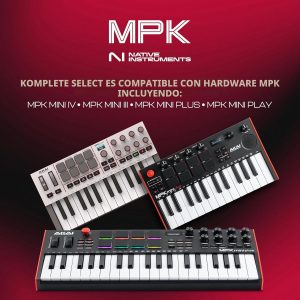 Akai Professional MPK Mini IV USB-C MIDI Controlador de teclado para principiantes y productores - Almohadillas de batería MPC, perillas de 360°, ruedas de paso y mod, software de producción, paquete de sonido de instrumentos nativos, gris