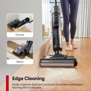 Ultenic Aspiradora en seco y húmedo, combo de trapeador inalámbrico con autolimpieza, tiempo de funcionamiento de 50 minutos, detección inteligente de desorden, limpieza de bordes, pantalla LED