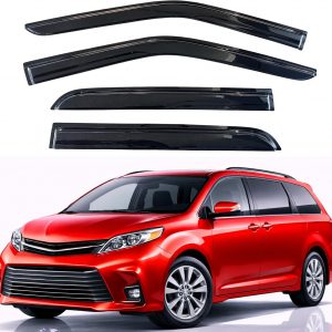 KPY Protector contra lluvia compatible con Toyota Sienna 2011-2020, Visor de ventana de 4 piezas, deflectores de ventilación de ventana lateral con cinta adhesiva estilo Mugen, 2011 2012 2013 2014