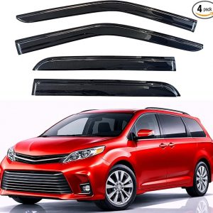 KPY Protector contra lluvia compatible con Toyota Sienna 2011-2020, Visor de ventana de 4 piezas, deflectores de ventilación de ventana lateral con cinta adhesiva estilo Mugen, 2011 2012 2013 2014