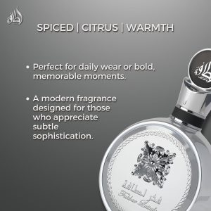 Lattafa Fakhar Platin – Citrus, Spicy, Aromatic, Woody – Eau de Parfum Spray Long-Lasting Fragrance for Unisex, 3.4 Ounce / 100 ml