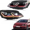 letsdate Projector Headlights For Golf7 MK7 Halogen TDI TSI GTD GTI Only 2015-2017, Red Line style(Let us Know if you need 10-hole to 14-hole adapters)