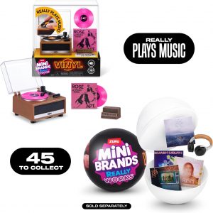 Mini Brands Really Works Vinyl Playset Series 1 by ZURU – Functional Mini Vinyl Record Player with Actual Music Playback, Includes Record & Stand, Collectible Toy for Kids, Gen Z & Adults
