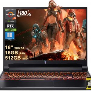 Acer Nitro V 16 AI portátil para juegos de 16" WUXGA IPS 180Hz AMD 6-core Ryzen 5 240, 16GB DDR5, SSD de 512GB, GeForce RTX 5050 (hasta 421 AI Tops), Wi-Fi 6E, retroiluminación, Type-C, Win11Pro con