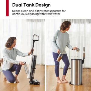 Ultenic Aspiradora en seco y húmedo, combo de trapeador inalámbrico con autolimpieza, tiempo de funcionamiento de 50 minutos, detección inteligente de desorden, limpieza de bordes, pantalla LED