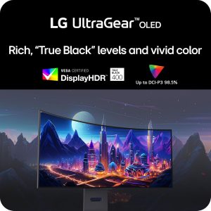 LG 34GS95QE 34-inch Ultragear OLED Curved Gaming Monitor WQHD 1440p 800R 240Hz 0.03ms AMD FreeSync Premium Pro NVIDIA G-Sync HDMI 2.1 DisplayPort Tilt/Height/Swivel Stand Black