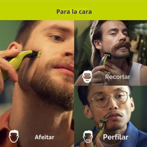 Norelco Philips OneBlade 360 Hybrid Face, recortadora de barba eléctrica y afeitadora, con tecnología de cuchillas 360, 1 cuchilla 360 para cara, peine ajustable 5 en 1, modelo QP2724/90