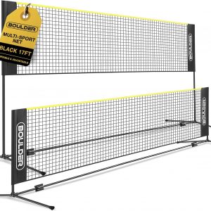 Boulder Portable Badminton Pickleball Net - Foldable/Extendable Poles for Multiple Sports Heights (UP to 5 ft) - Ideal for Tennis, Pickleball, Soccer Tennis - Easy Setup