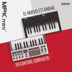 Akai Professional MPK Mini IV USB-C MIDI Controlador de teclado para principiantes y productores - Almohadillas de batería MPC, perillas de 360°, ruedas de paso y mod, software de producción, paquete de sonido de instrumentos nativos, gris