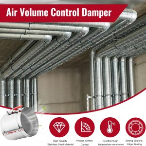 10" HVAC Duct Manual Volume Backdraft Damper, Stainless Steel Adjustment Handle, Airflow Control Valve for HVAC Ventilation System