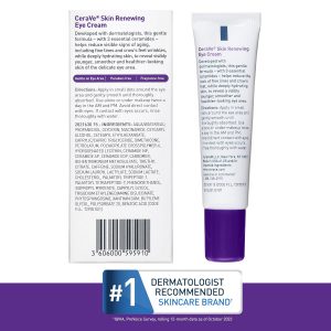 CeraVe Crema de Ojos Renovadora de Piel para Arrugas, Crema para debajo de los Ojos con Péptidos + Cafeína + Niacinamida, para Arrugas y Patas de Gallo, Libre de Parabenos y Testada por Oftalmólogos