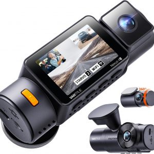 Vantrue Nueva cámara de tablero N4S de 3 canales, STARVIS 2 visión nocturna, cámara interior delantera trasera para automóviles, doble canal delantero y trasero, tecnología PlatePix™, modo de estacionamiento, Wi-Fi, GPS, IPS de 2 pulgadas, soporte de 1 TB (RC18)