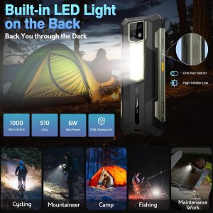 Ulefone Armor 24 22000mAh Mega Battery Unlocked Rugged Phone, Camping Light, 24GB RAM +256GB ROM, 6.78" FHD+120Hz Screen, 64MP Main Camera + 64MP Night Vision Camera, Android 14 Rugged Smartphone NFC