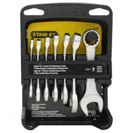 90-651 JUEGO 7 LLAVES COMBINADAS CORTAS MILMETRICAS DE , 10, 11, 12, 13, 14, 17, Y 19 MILIMETROS, 12 PUNTOS. MARCA STANLEY