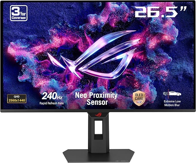 ROG Strix XG27AQDMES Gaming Monitor (27 Inch (26.5 Inch Visible) 1440p QD-OLED, 240 Hz, 0.03ms, Neo Proximity Sensor, ASUS OLED Care Pro, G-SYNC Compatible, 99% DCI-P3, DisplayWidget Center)