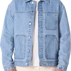 Amazon Essentials Men's Rigid Denim Relaxed-Fit Utility Jacket with Pockets