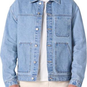 Amazon Essentials Men's Rigid Denim Relaxed-Fit Utility Jacket with Pockets