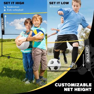 Boulder Portable Badminton Pickleball Net - Foldable/Extendable Poles for Multiple Sports Heights (UP to 5 ft) - Ideal for Tennis, Pickleball, Soccer Tennis - Easy Setup