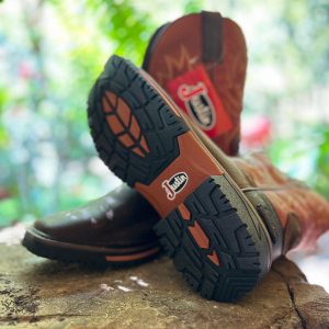 Botas vaqueras Justin doble propósito,suela de goma piel 100%