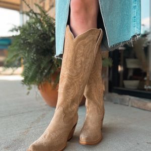 Botas vaqueras Ariat para dama, casanova talla 6.5us ,beige cuero volteado