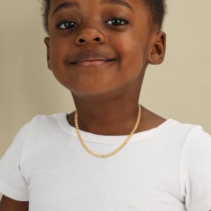 Avotto - Cadena de eslabones cubanos chapada en oro de 14 quilates para hombres y niños, acero inoxidable, collar resistente que no se decolora, joyería de Navidad, regalo, 14/16/18/20/22/24 pulgadas