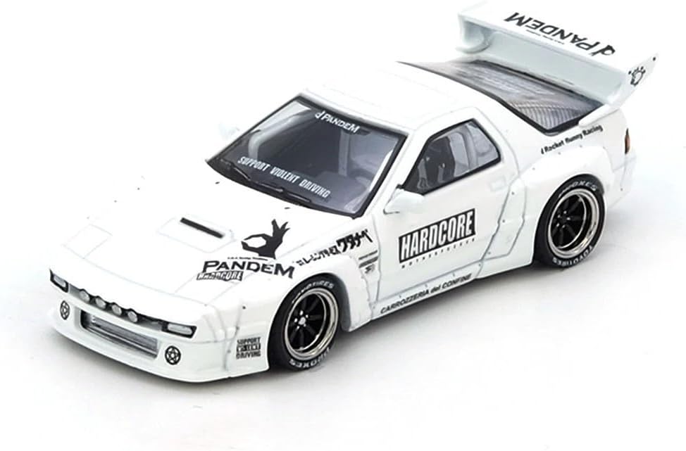 Diecast Model Car Compatible with Inno64 Mazda RX-7 FC3S Pandem Aero Widebody White 1/64 IN64-RX7FCP-WHI1