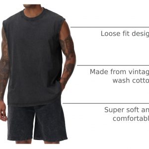 Mens Cotton Sleeveless Tank Tops Cut Off Muscle Gym T Shirts Running Beach Loose Fit Tees