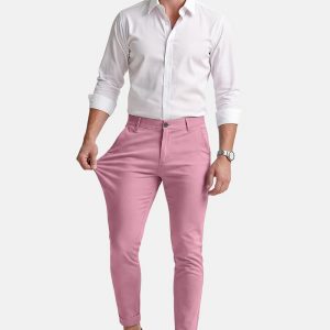 GINGTTO - Pantalones de vestir para hombre, ajustados, con puños elásticos