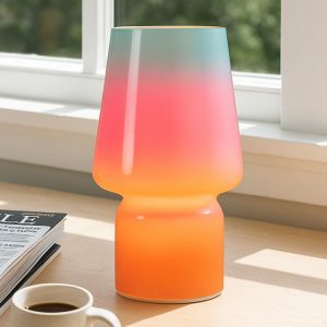 Lámpara de hongo, regalo para el día de la madre, lámpara de mesa pequeña, bonita lámpara de mesa de noche para cocina, lámpara de mesa de cristal, adecuada para dormitorios, cocinas, salas
