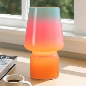 Lámpara de hongo, regalo para el día de la madre, lámpara de mesa pequeña, bonita lámpara de mesa de noche para cocina, lámpara de mesa de cristal, adecuada para dormitorios, cocinas, salas