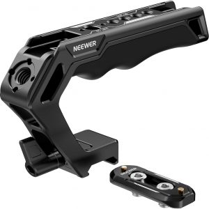 NEEWER Top Handle and NATO Rail Kit, Comfort Silicone Grip with Quick Release NATO Clamp, 3 Cold Shoes and 1/4" 3/8" ARRI Threads, Compatible with SmallRig Camera Cage Video Rig, CA008