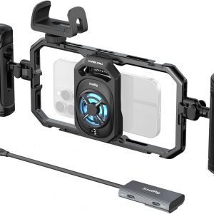 SMALLRIG All-in-One Cooling Dual Handle Phone Cage Kit for iPhone 17/16/Android, 15W Active Cooler & 4-in-1 USB-C Hub, Universal Compatibility 2.5-3.1" Phones, for Live Streaming- 5276