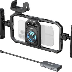 SMALLRIG All-in-One Cooling Dual Handle Phone Cage Kit for iPhone 17/16/Android, 15W Active Cooler & 4-in-1 USB-C Hub, Universal Compatibility 2.5-3.1" Phones, for Live Streaming- 5276