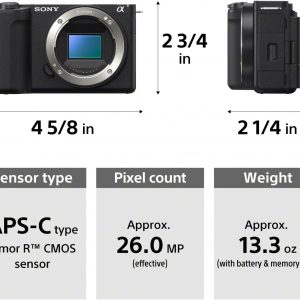 Sony Alpha ZVE10 II - APS-C - Cámara con lente intercambiable, sin espejo, para creadores de contenido - color negro - con lente | 26MP Aps-C Exmor R Sensor, 4k/60p Video, Fast Hybrid Af, Vari-Angle Flip-Out LCD, Includes E Pz 16-50mm Oss Ii Lens