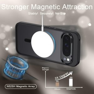 for Google Pixel 10/10 Pro Case, Matte Magnetic Phone Cover [with 1 Screen Protector] [Support for MagSafe] [Shockproof Military Grade Protection] Translucent Frosted Back, Black