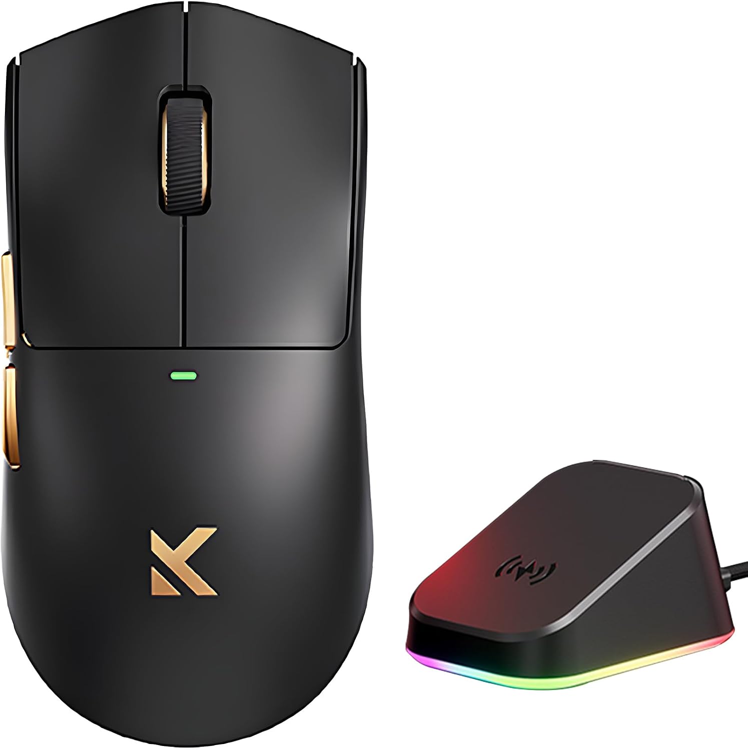 Hyekit MCHOSE K7 Ultra Wireless Esports - Mouse para juegos con base de carga magnética, sensor óptico PAW3950, sondeo dual de 8K, 42K DPI, 2.08 oz ligero, 5 botones programables, batería de 130 horas (negro)