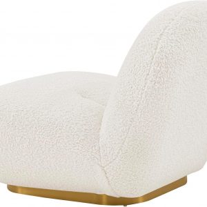 Manhattan Comfort Edina Modern Accent Chair in Luxurious Boucle Upholstery with High Density Foam Padding & Wood Frame with Gold Metal Base, Living Room Seating, White