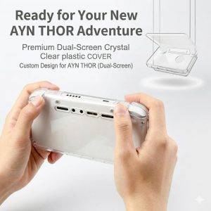 Funda protectora de mano para Ayn Thor, funda protectora completa de plástico transparente para consola de juegos Ayn Thor, cómoda funda rígida antideslizante a prueba de arañazos anticaídas