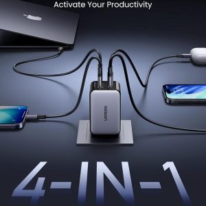 UGREEN Nexode 65W Wall Charger, 4-Port, GaN Fast Charging Block | 3 USB C & 1 USB A, Foldable Plug, Travel Essentials, for MacBook Pro/Air/Neo, iPhone 17/16, Galaxy S26/S25, iPad, Steam Deck
