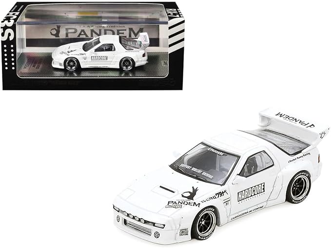 Diecast Model Car Compatible with Inno64 Mazda RX-7 FC3S Pandem Aero Widebody White 1/64 IN64-RX7FCP-WHI1