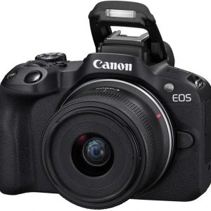 Canon Cámara sin espejo EOS R50 con lente de 0.709-1.772 in, APS-C de 24.2 MP, video 4K, doble píxel CMOS AF II, pantalla de ángulo variable, Wi-Fi, Bluetooth + tarjeta SD de 64 GB, bolsa de hombro, kit de 3 filtros, garantía de 1 año