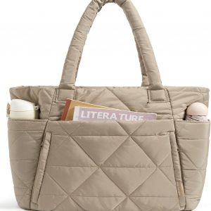 Bolso de hombro acolchado grande para mujer BAGSMART, bolso tipo puff con cremallera, con compartimentos para viajes, trabajo, gimnasio