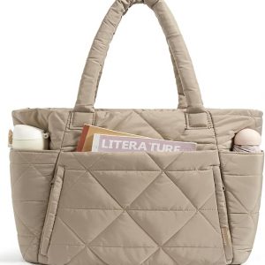 Bolso de hombro acolchado grande para mujer BAGSMART, bolso tipo puff con cremallera, con compartimentos para viajes, trabajo, gimnasio